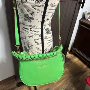 Nanette Lepore Vibrant Green Shoulder Bag Baguette Or Crossbody NWT